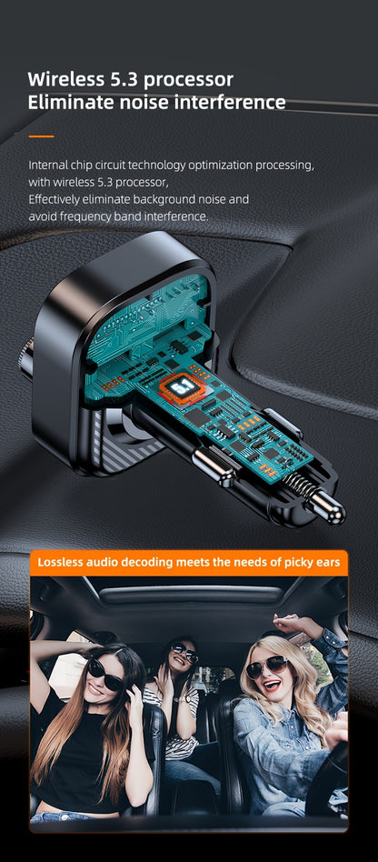 Bluetooth FM Transmitter for Car – Bluetooth 5.3, PD 30W & QC 3.0 Fast Charging, Hands-Free Calls, TF Card & USB Playback