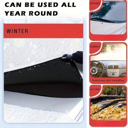 Portable Car Snow Shield, Easy to Install And Store, Car Snow Cover, Magnetically Fixed to Withstand Strong Winds, Full Coverage to Protect Against Snow And Frost, Suitable for All Seasons, Compatible with Most Cars
