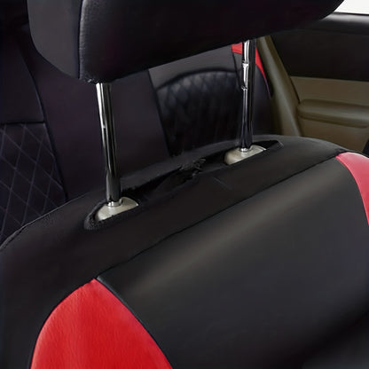 Deluxe All-Season Quilted PU Leather Car Seat Covers - Comfy Sponge-Padding, Universal Fit, christmas gifts