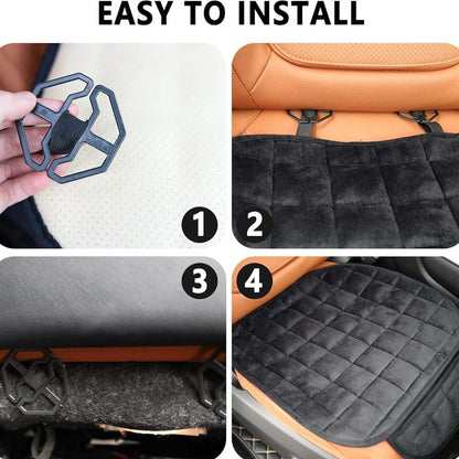 Four Seasons Plush Plaid Thick Warm Pad Car Seat Protector Seat Cover Universal Oval Car Seat Cushion, Soft and Breathable, Non-slip, Lightweight and Portable, Hand Washable Car Seat Protector Interior Accessories, Black 2 Front Seats and 1 Back Seat