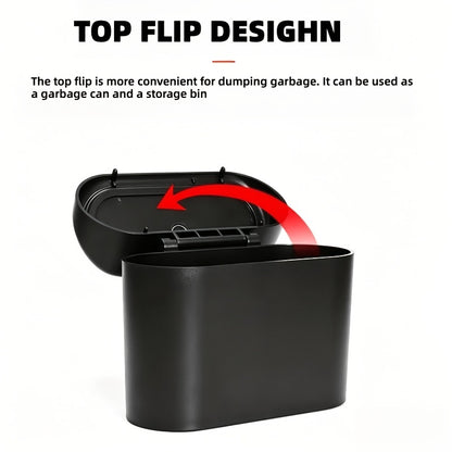 Car Trash Can with Dual Compartments - Easy Open Lid & Ergonomic Design Vehicle Waste Bin Organizer, Durable Plastic Truck SUV Bin, Hands-Free Access And Spill-Proof Design, Car Organizer Essentials
