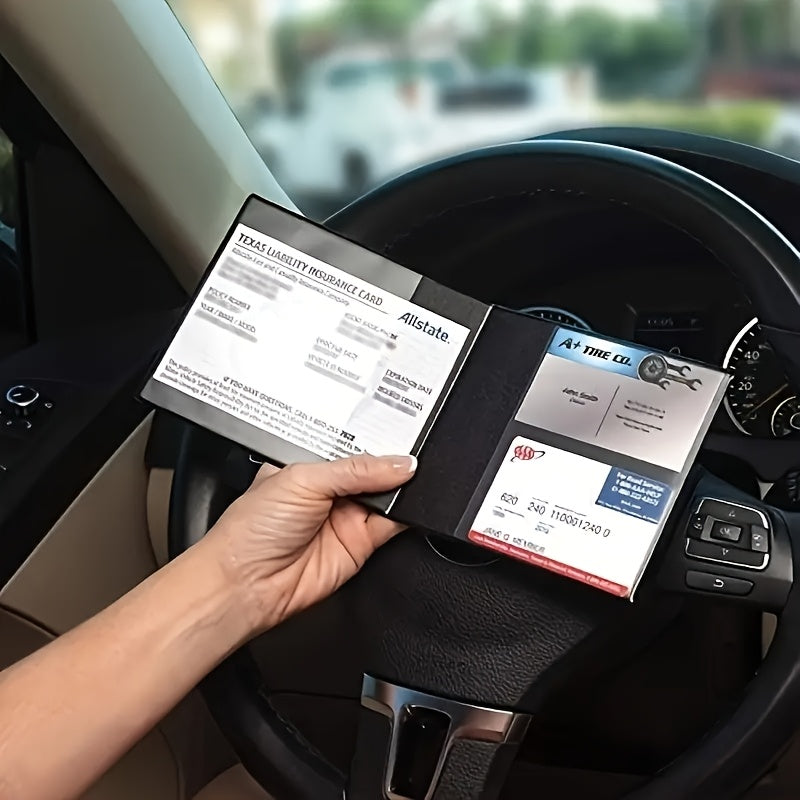 Car Insurance Registration & Driver License Holder – Multi-Slot Vehicle Document Organizer for Car Truck Motorcycle Trailer, Black, 1pc & 2-Pack