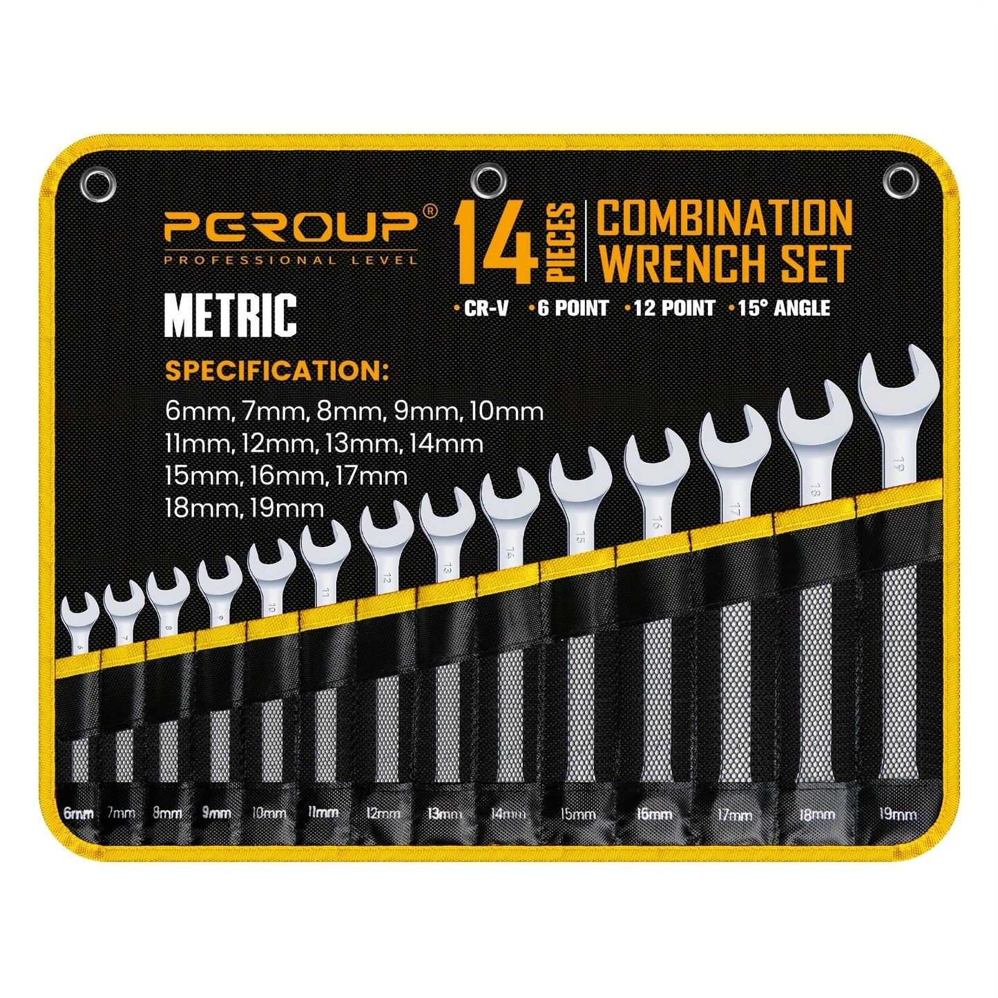32pcs SAE & Metric Combo Wrench Set (20 Long & 12 Short-Reach Wrenches), 14pcss Premium Metric (6 - 19mm) & 14pcss SAE (1/4" - 15/16") Combo Wrenches With Open & 12-Point Box Ends, CR-V Steel, Mirror Chrome Polished