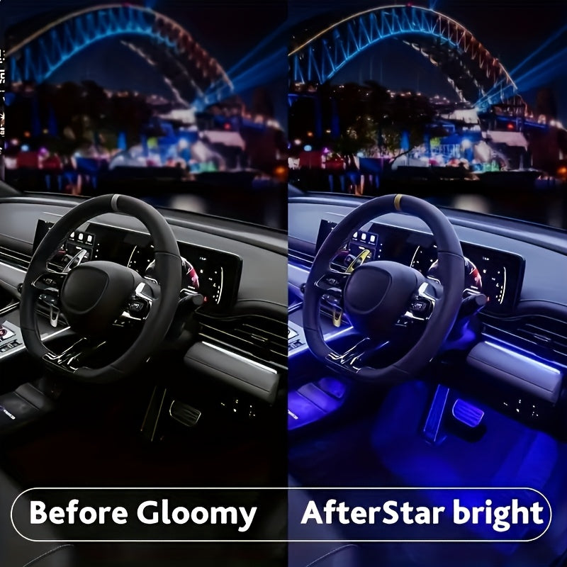 [Music Sync LED Car Lights] GY 4pcs USB-Powered LED Car Interior Lighting Kit | Colorful Underfoot Lights with Music Sync for Enhanced Ambiance, Without Battery