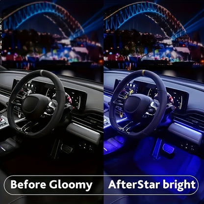 [Music Sync LED Car Lights] GY 4pcs USB-Powered LED Car Interior Lighting Kit | Colorful Underfoot Lights with Music Sync for Enhanced Ambiance, Without Battery