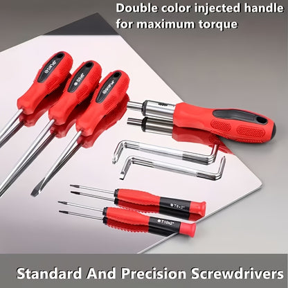 [Holiday Gifts] 10/100/126/132pcs Precision Screwdriver Set, Insulated Magnetic Screwdriver Tools, Professional Auto Repair Tools, Comes with A Plastic Storage Rack, Suitable for Electronics And Precision Work, A Good Choice for Daily Use And Holiday Gift