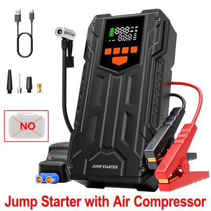 Portable Car Jump Starter with Air Compressor, Jump Starter for Car, 5000A Peak(2.11gal Gas, 1.72gal Diesel) with 150 PSI Tire Inflator, 12V Car Battery Jump Power Pack, Car Jumper Starter Portable, 5in 1 Function Jump, Battery Charger, Smart Cables
