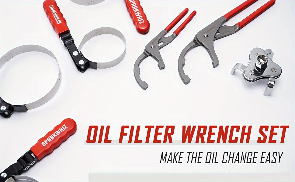 [7pcs Oil Filter Tool] 7pcs Oil Filter Removal Tool Kit | Adjustable 3-Jaw Wrench and 9" & 12" Oil Filter Pliers, Fits 2-3/4" to 5-1/4" Filters, Anti-Slip PVC Handles for Better Grip