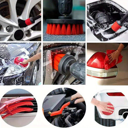 Car Detailing Brush Set, Car Detailing Kit, Car Detailing Brushes, Car Cleaning Kit, Car Windshield Cleaning Tool, Professional Car Care kit - Car Wash Brush kit for Interior Exterior Wheels