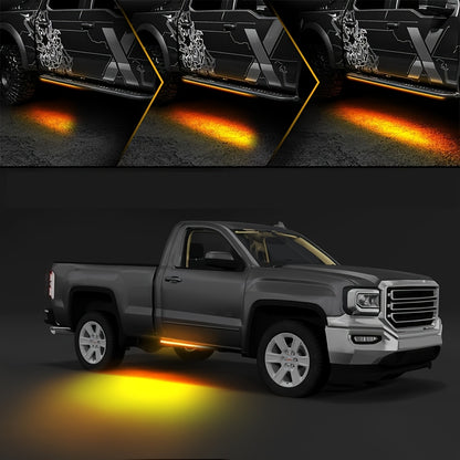 2pcs 70 Inch LED Pickup Truck Pedal Light, LED Light Decorative Light Strips, Truck Lights Strip, High-Brightness Neon Light Parts for Off-Road Trucks, SUV, Perfect for Drivers Gift (Yellow And White), Without Battery