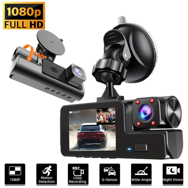 Dash Cam 1080P WiFi Dual Channel – 170° Wide Angle, Super Night Vision, Loop Recording, G-Sensor & Smartphone Remote Access
