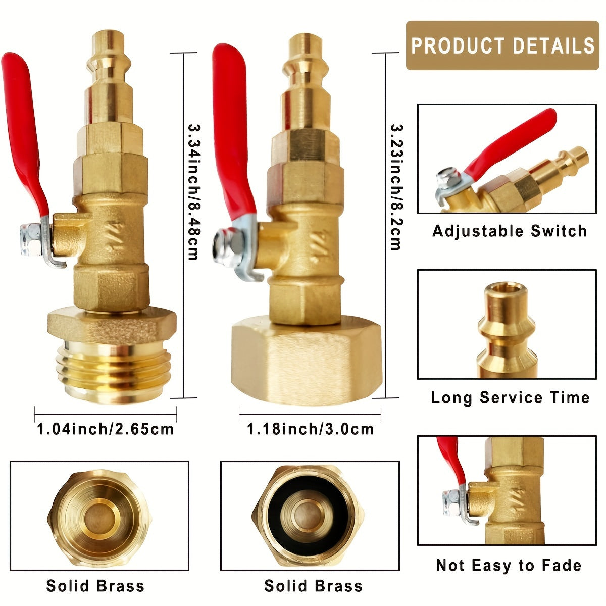 RV Winterize Blowout Adapter with 1/4" Quick Connect Plug And 3/4" Garden Water Hose Threading, Winterize Quick Adapter with Ball Valve RV Water Hoses And Parts, Without Battery