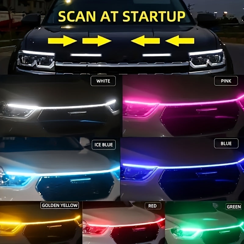 Car Decorative Lights, Start Scanning Lights, Hood Lights, Engine Hood Lights, Grille LED Lights, Modified Flow Light Strips