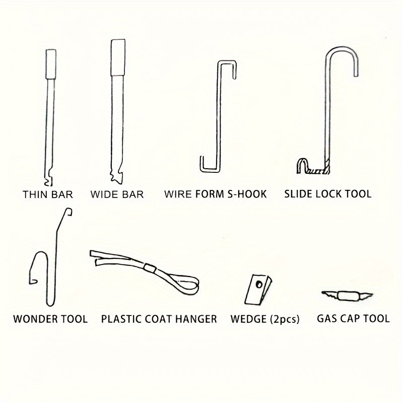 14 Professional Auto Tools - Automotive Emergency Repair Tool Kit - Automotive Lock Tool Kit - S-type Hook Air Wedge Bag Pump with Thin Rod And Wide Rods Ideal for Car Enthusiasts And DIY Home Repairs