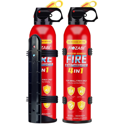 FIOZABI Portable Fire Extinguisher Spray 4 In-1 with Bracket for The House/Car/Kitchen/Garage/Home, 0.5-A:21-B:C:5K Water-Based Fire Extinguishers