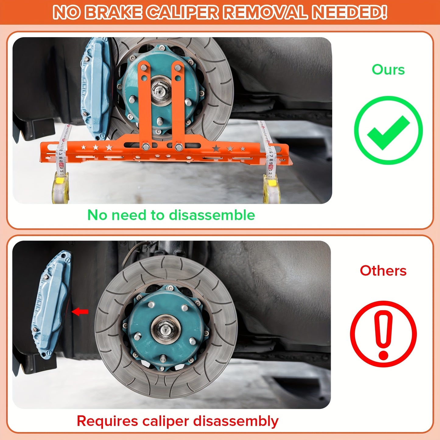 A Pair of Red Wheel Alignment Tools with 2 Measuring Bands, Household Car Toe Angle Positioning, Camber Angle Positioning Plate, Car Positioning Tool Kit, Toe Angle Plate