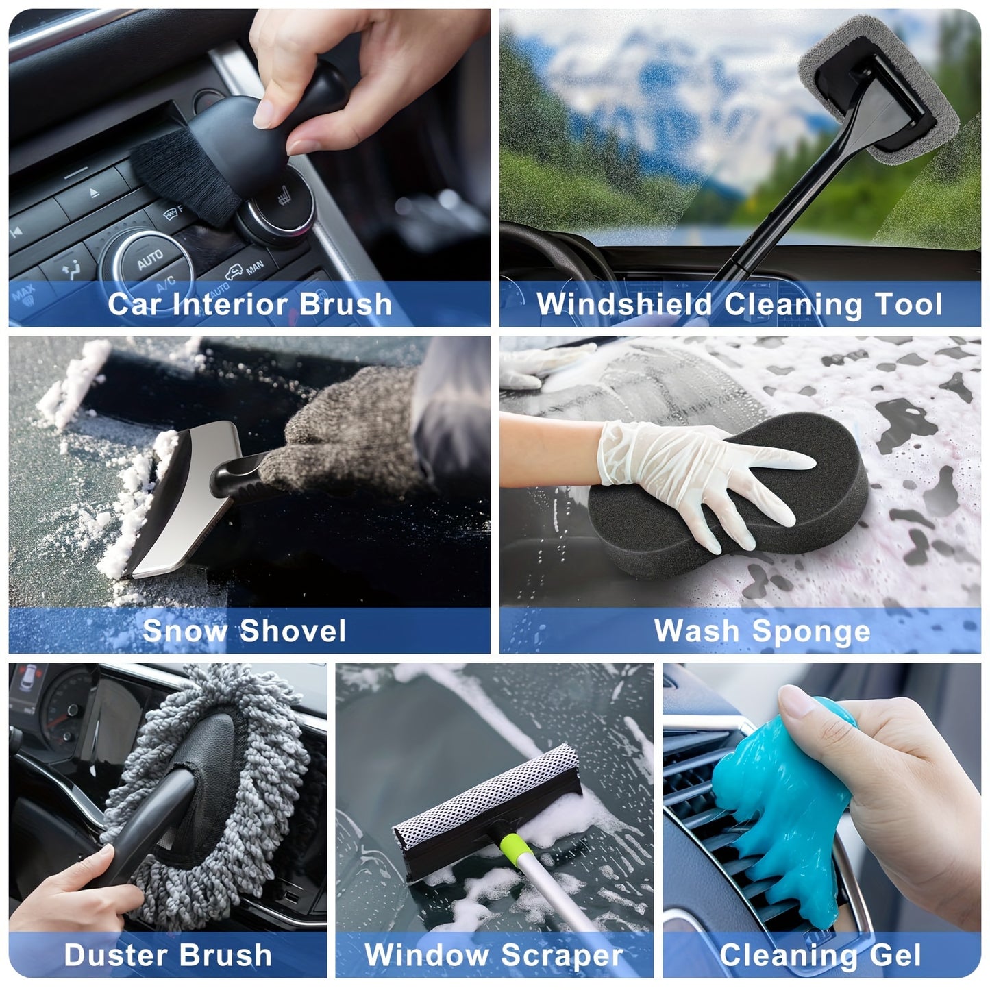 42Pcs Car Wash Detailing Kit Cleaning Kits With Foam Gun Sprayer Wash Brush With Long Handle Collapsible Bucket Large Wash Mitt Towels