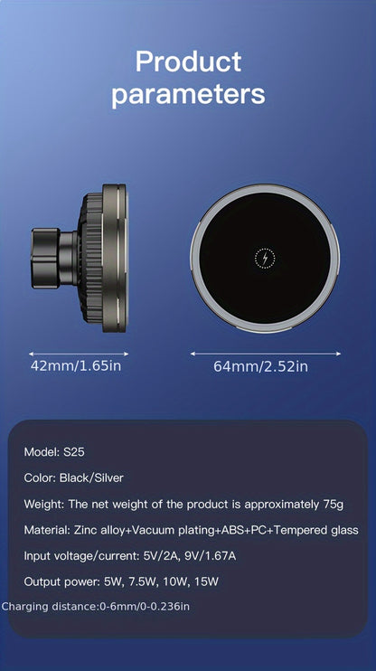 iPhone 12/13/14/15/16 Series Magnetic Car Wireless Charger with Fast Charging, Dual Cooling Fans, Strong Magnetic Base, Air Vent Mount - Qi1 Compatible for Apple iPhone 12-16 (Sleek Circular Design), Vehicle Charging Station, Modern Gadget Accessory, Effi