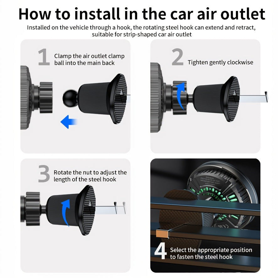 iPhone 12/13/14/15/16 Series Magnetic Car Wireless Charger with Fast Charging, Dual Cooling Fans, Strong Magnetic Base, Air Vent Mount - Qi1 Compatible for Apple iPhone 12-16 (Sleek Circular Design), Vehicle Charging Station, Modern Gadget Accessory, Effi
