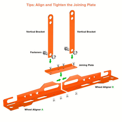 A Pair of Red Wheel Alignment Tools with 2 Measuring Bands, Household Car Toe Angle Positioning, Camber Angle Positioning Plate, Car Positioning Tool Kit, Toe Angle Plate