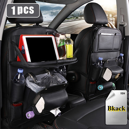 Car Seat Organizer with Foldable Tray Trash Can Multi-Pocket Rear Seat Back Storage Bag Headrest Hanging Organizer for SUV Truck Universal Fit 1pc 2pcs