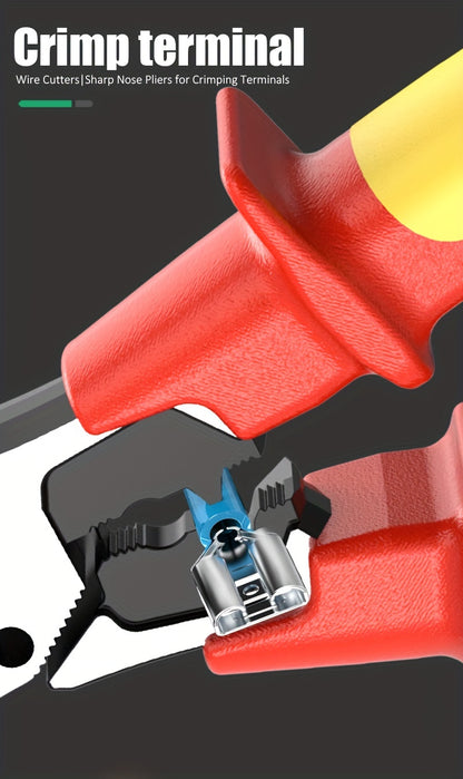 LAOA Insulated Needle-Nose Pliers/Wire Cutters/Diagonal Pliers, Multifunctional Electrician'S Manual Tool That Combines Cutting, Gripping, Twisting Screws, And Crimping Terminals All in One.
