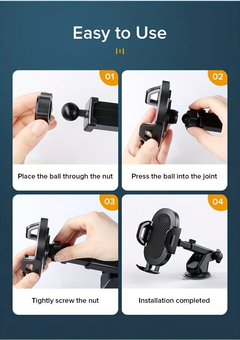 Universal Car Dashboard Phone Holder | Adjustable, Compatible with All Mobile Phones, ABS Material, For Safe Navigation and Hands-free Calling - A Gift for Yourself