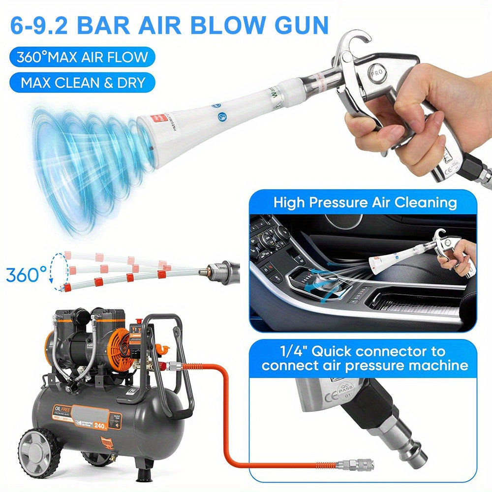 Dry Cleaning Gun with Brass Adjustable Air Flow Nozzle, Air Blower Gun Quickly Blasts Dirt and Dust from Surface Works with Air Compressor