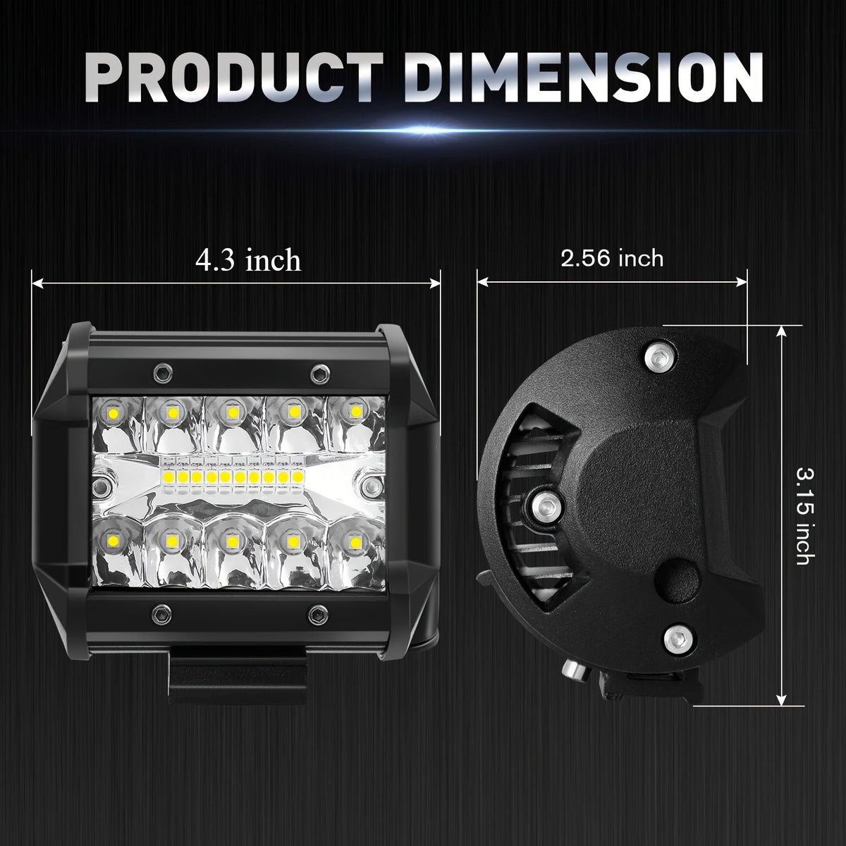 LED Work Light 208W 13900LM, 4.3/6.3 Inch Super Bright Two-Color Driving Lights, 2PCS Auxiliary Exterior Lights for Car Motorcycle Off-Road Pickup EV, Day & Night