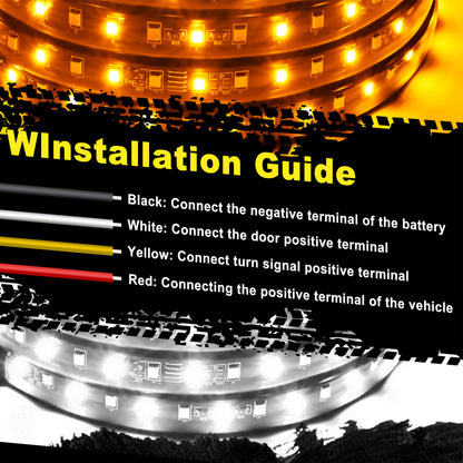 2pcs 70 Inch LED Pickup Truck Pedal Light, LED Light Decorative Light Strips, Truck Lights Strip, High-Brightness Neon Light Parts for Off-Road Trucks, SUV, Perfect for Drivers Gift (Yellow And White), Without Battery