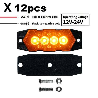 12pcs New Upgraded 12V-24V Universal LED Light for Atv Utv Boat Bike-Heavy-Duty Off-Road with Amber/Red/White, 12-24V Vehicle