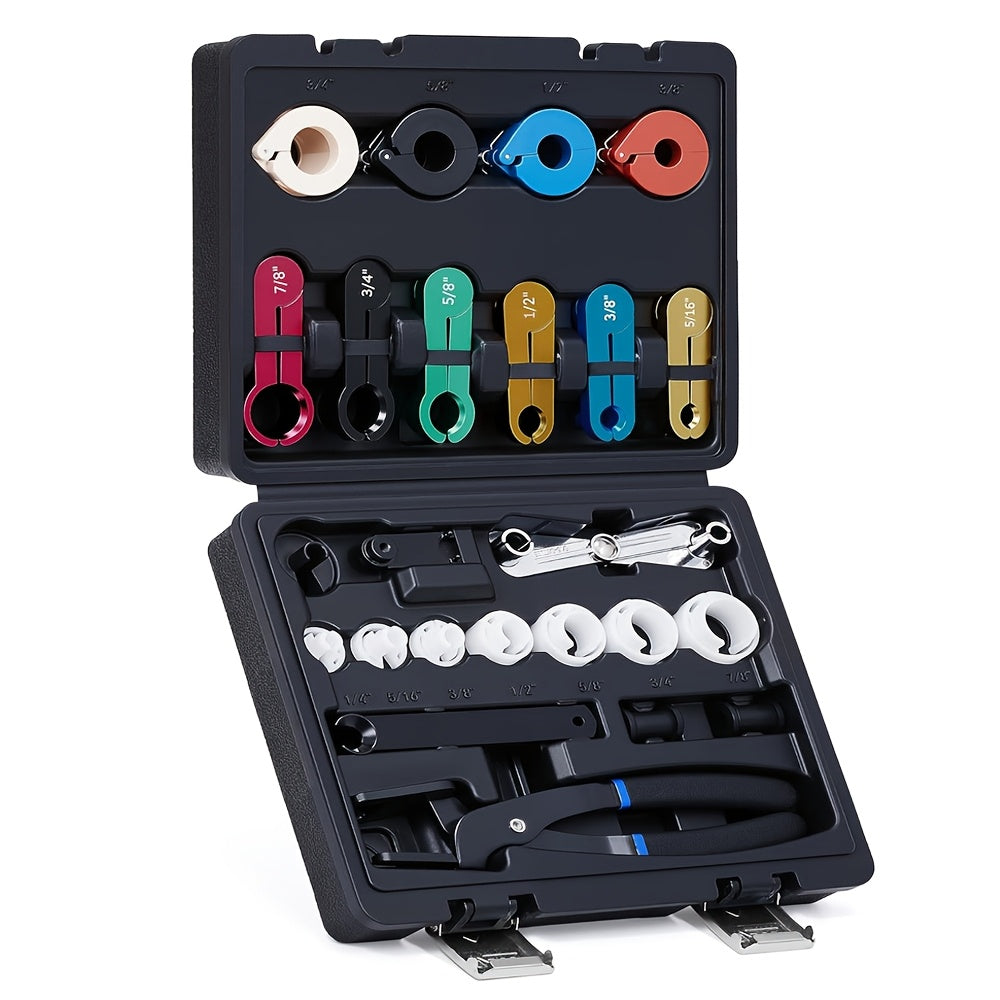 26pcs Master Quick Disconnect Tool Kit, Fuel Line Disconnect Tool Set with Fuel And AC Disconnect Pliers, Fuel Line Removal Tool Set for AC Fuel & Transmission Systems, Blue