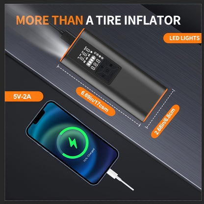Portable Tire Inflator Air Compressor 150PSI – 6000mAh Rechargeable, USB-C, Dual Screen, Auto Shutoff, LED Light, 4 Modes for Car, Motorcycle, Bike & Ball
