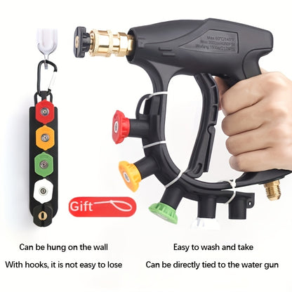 Pressure Washer Gun Kit with 5 Color-Coded Nozzles – M22-14 & 1/4" Quick Connect, Storage Base for Car Wash & Power Washer