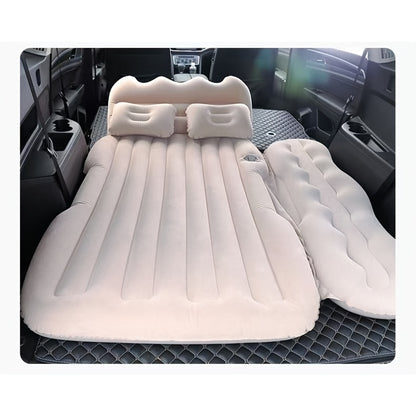 Luxury Premium Black And Stylish Beige Car Inflatable Mattress, Portable And Foldable, with PVC Flocking, Including Storage Bag, Air Pump And Two Pillows, Two Piers, Perfect for RVs, Trucks, And Foldable Beds In The Back Seat Of The Car Seat