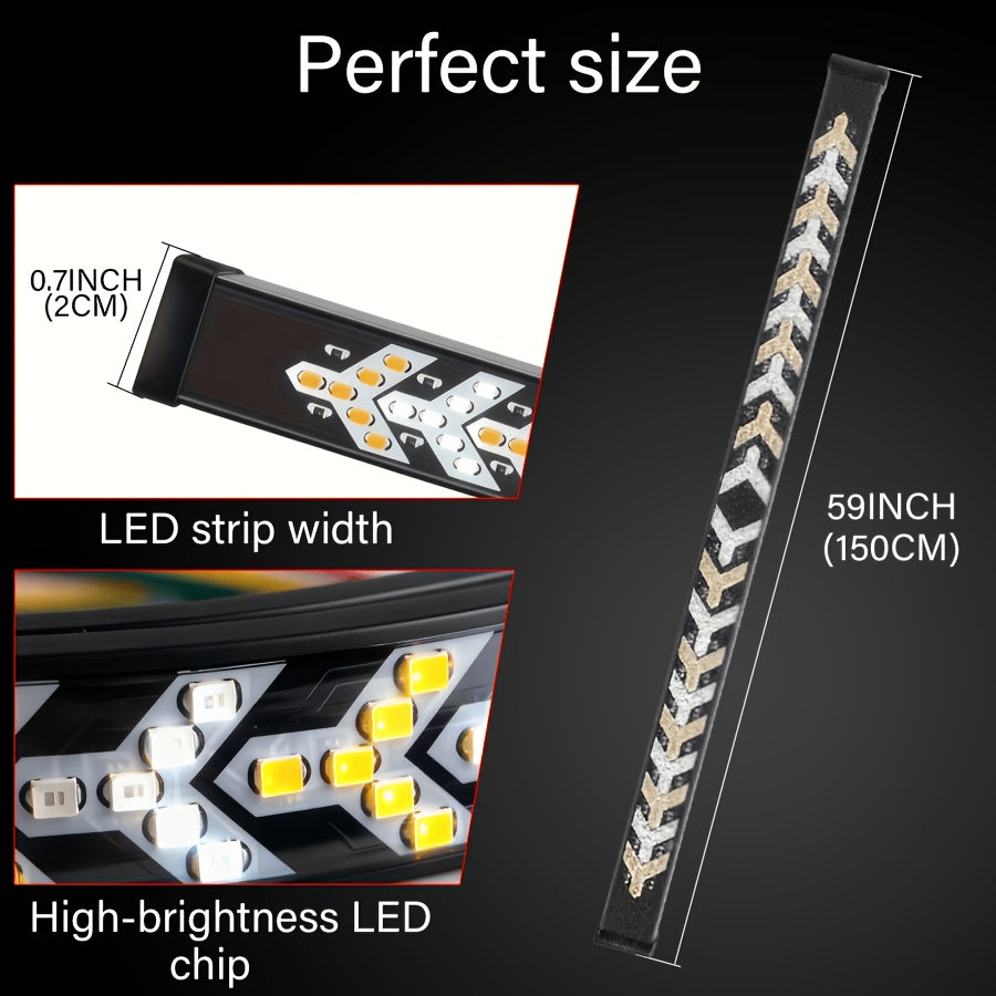 1pc, 60in LED Tailgate Striped Light for Trucks, Car Exterior Modern Vehicle Lighting, High Brightness Anti-rear-end LED Light Bar, Fish Bone Arrowhead Lamp for Pickup SUV, No-Drill Installation Bright Illumination for Enhanced Night Visibilityp