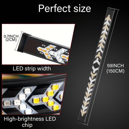 1pc, 60in LED Tailgate Striped Light for Trucks, Car Exterior Modern Vehicle Lighting, High Brightness Anti-rear-end LED Light Bar, Fish Bone Arrowhead Lamp for Pickup SUV, No-Drill Installation Bright Illumination for Enhanced Night Visibilityp