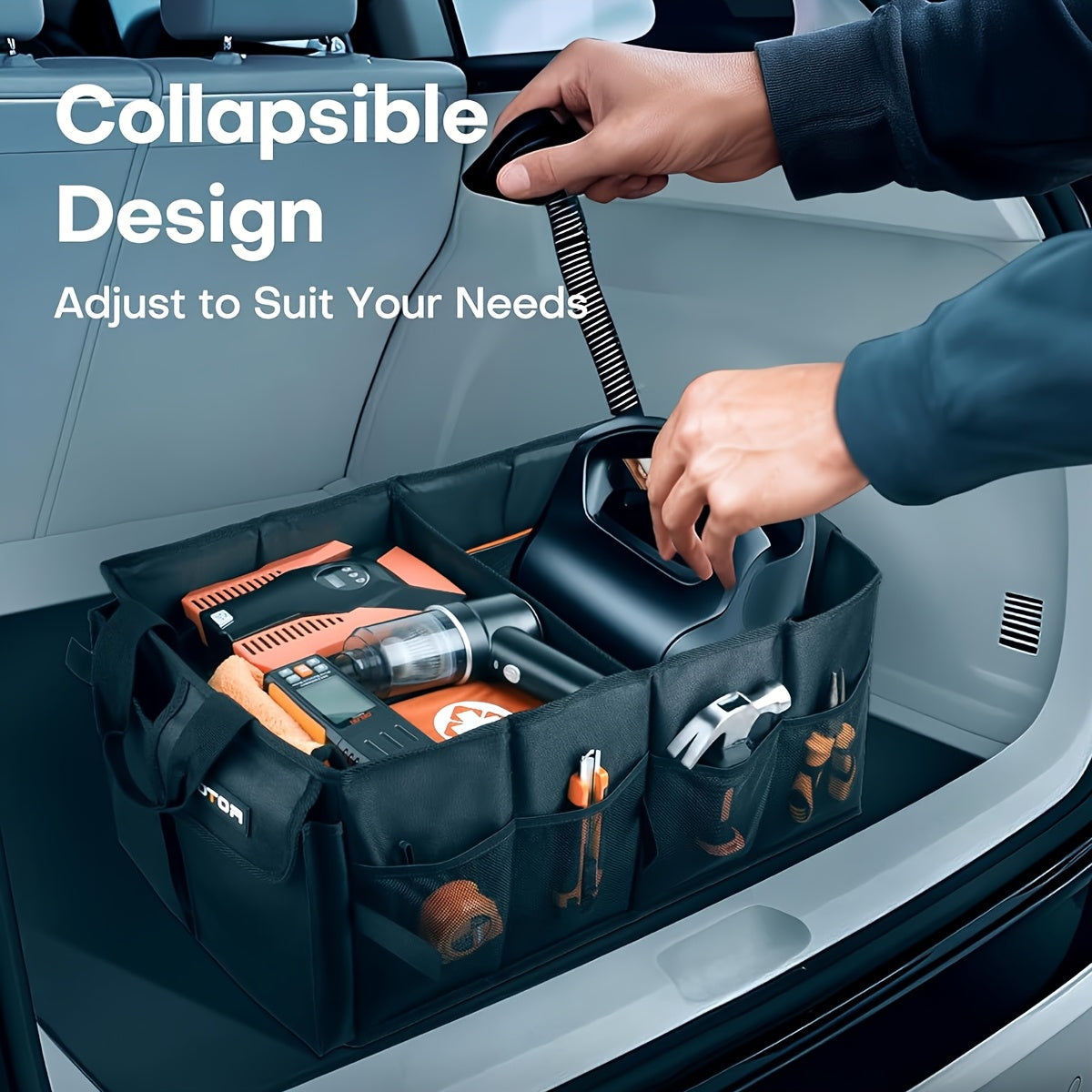 Foldable Car Trunk Organizer, Waterproof Car Organizer, Portable Large Capacity Trunk Organizer, Universal Version