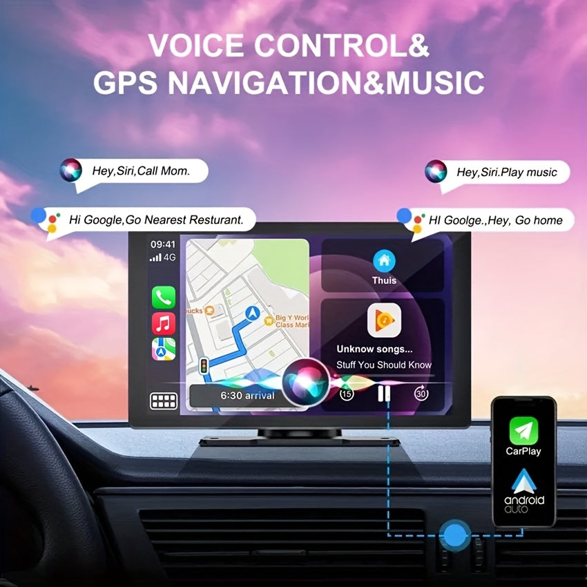 7-Inch Wireless Car Display with Car Audio, HD Touchscreen, 1080P Reversing Camera, Dashcam, GPS Navigation, Mirror Link, FM/AUX/USB/TF Interface, Compatible with All Car Models, a Must-Have for Vacations, And a New Year'S Gift for Dad And Driver