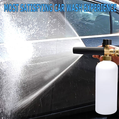 High Pressure Car Wash Foam Gun, M22-14 Thread, Heavy Duty Brass Neck with O-Ring Leak-Proof, 33.81oz Bottle, Multi-One Nozzle, Including Microfiber Washing Gloves, Easy to Connect for Quick Cleaning
