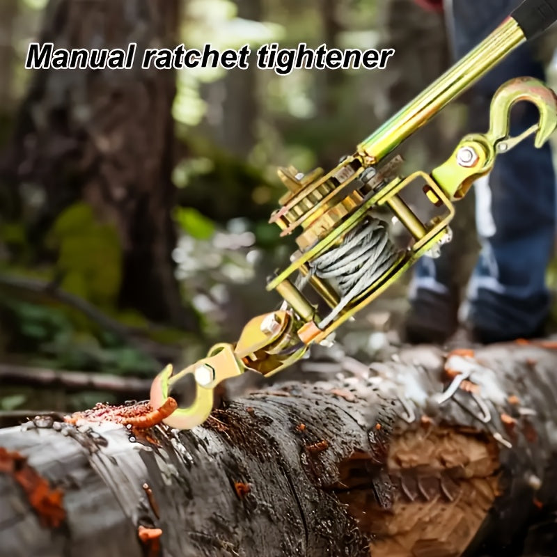 [Heavy Duty Winch] Heavy Duty Manual Winch, Cable Puller - Cargo Binding And Tightening Strap with 2 Hooks, Steel Wire Rope, Portable Tire Reinforcement Winch Manual Trailer, Equipment Transport Material Cable Tightening