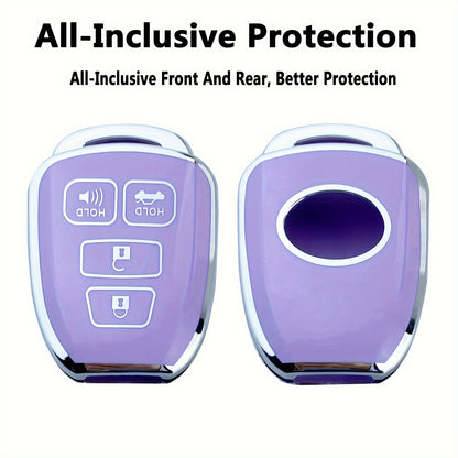 Toyota Key Fob Cover Case TPU - Fits Highlander Camry RAV4 Corolla Tacoma Avalon Venza Yaris Scion 2010-2019, Soft Protective Shell, Black White Purple