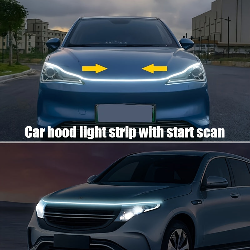 1pc Of 70-inch Engine Through-light, LED High-brightness White Light, Automatic Welcome Mode When Unlocked, with Steering Effect, 12V Indoor Wiring Installation, Suitable for Cars, SUVs And Other Models