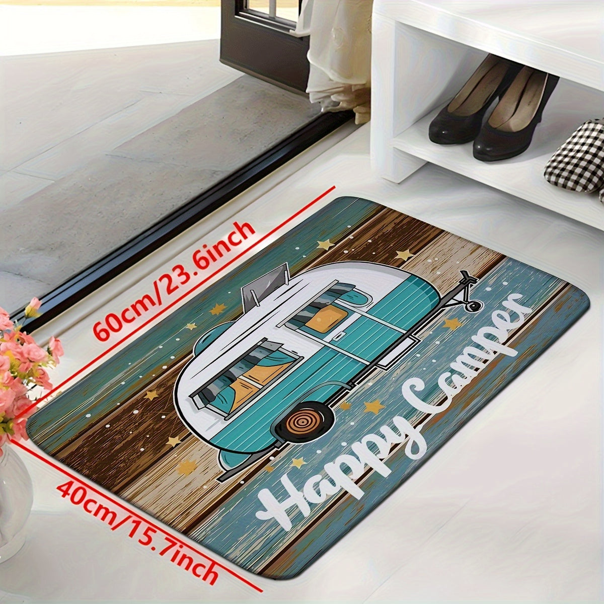 RV Camper Van Door Mat Crystal Velvet – Non-Slip, Machine Washable Indoor Outdoor Rug, 800g/㎡, 50x80cm