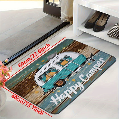 RV Camper Van Door Mat Crystal Velvet – Non-Slip, Machine Washable Indoor Outdoor Rug, 800g/㎡, 50x80cm