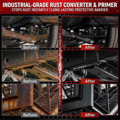 2in 1 Rust Converter & Metal Primer 35oz Black Rust Reformer Paint for Metal, Trailer, Truck Frame, Car Chassis, Automotive Rust Encapsulator & Inhibitor, Heat Resistance Rust Black Paint for Metal
