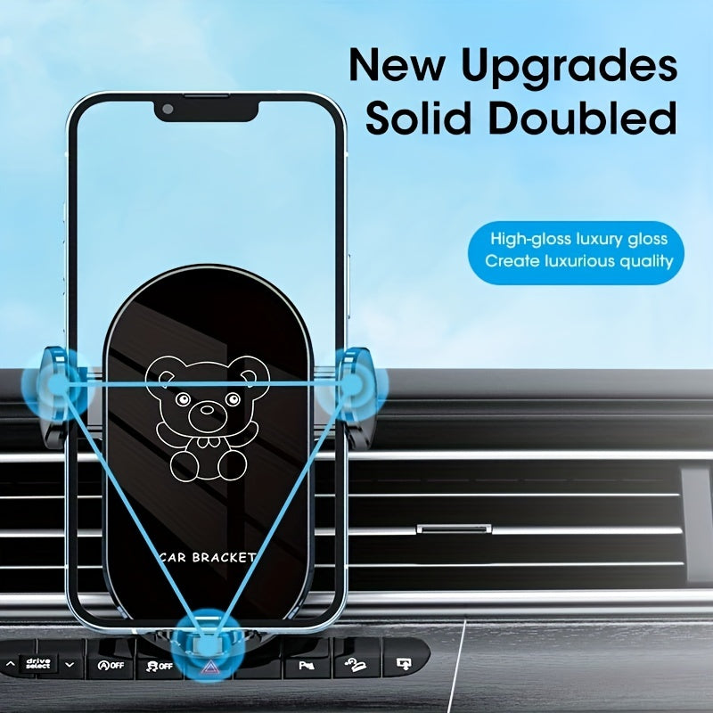 1pc Car Mobile Phone Bracket The New Car With Navigation Support Rack Bear Cartoon Car Air Outlet Fixed Mobile Phone Rack