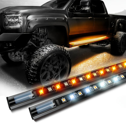 2pcs 71 Inch Pedal Light Strip For Cars, Running Board Light Strip, LED Light Decorative Light Strips, High-brightness Neon Light Parts For Off-road Trucks, SUV ( Yellow & White), Without Battery