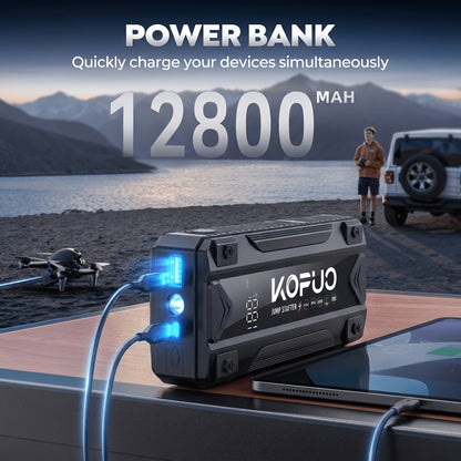 6000-20000A Peak Single Jump Starter Or 12V Portable Car Jump Starter with Air Compressor, Jump Starter Battery Pack with 150PSI Tire Inflator, 7-in-1 Multi-functional Battery Booster Power Bank with LED Light, Car Battery Charger, Roadside Assistanc