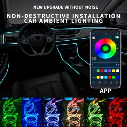 LED Light Bar 135-Inch for SUV Truck App-Controlled Music Sync Multi-Color Ambient Interior Lighting Kit USB Powered Precise Dimming Decorative